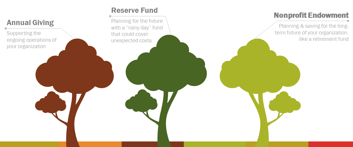 Nonprofit funding sources - annual giving, reserves, and endowment