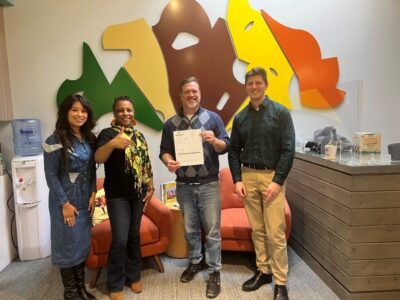 AAACF Team with Food Gatherers donation weight certificate
